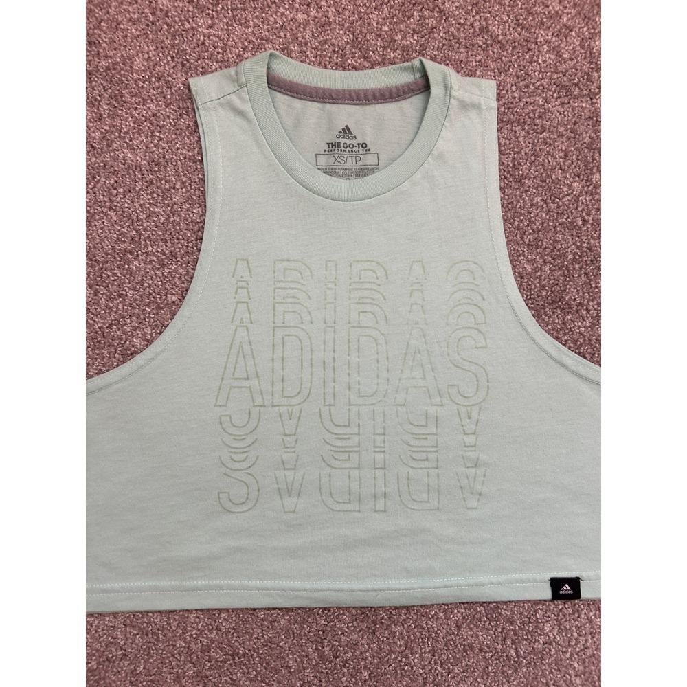 Adidas Performance Tank Top Womens XS Mint Green Excellent Cropped Graphic Tee